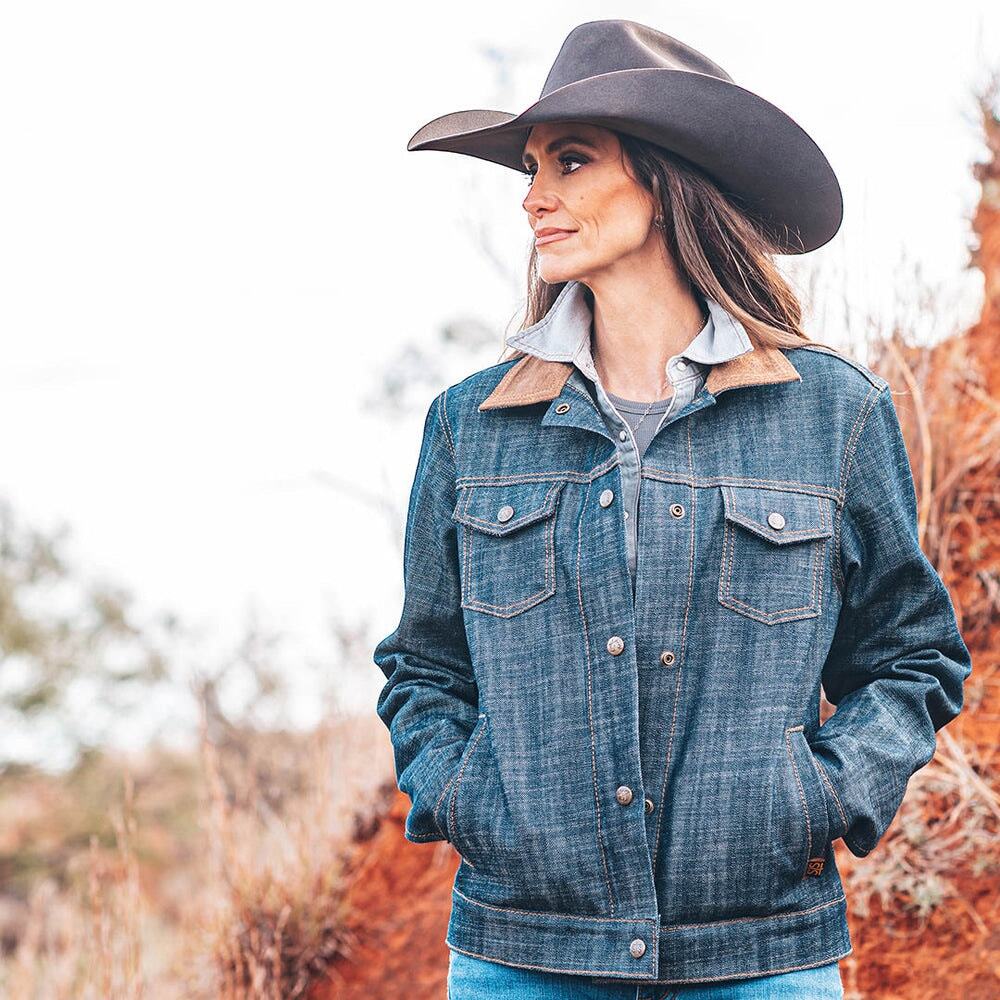STS Ranchwear Caffrey Denim Jean Jacket with suede collar XL